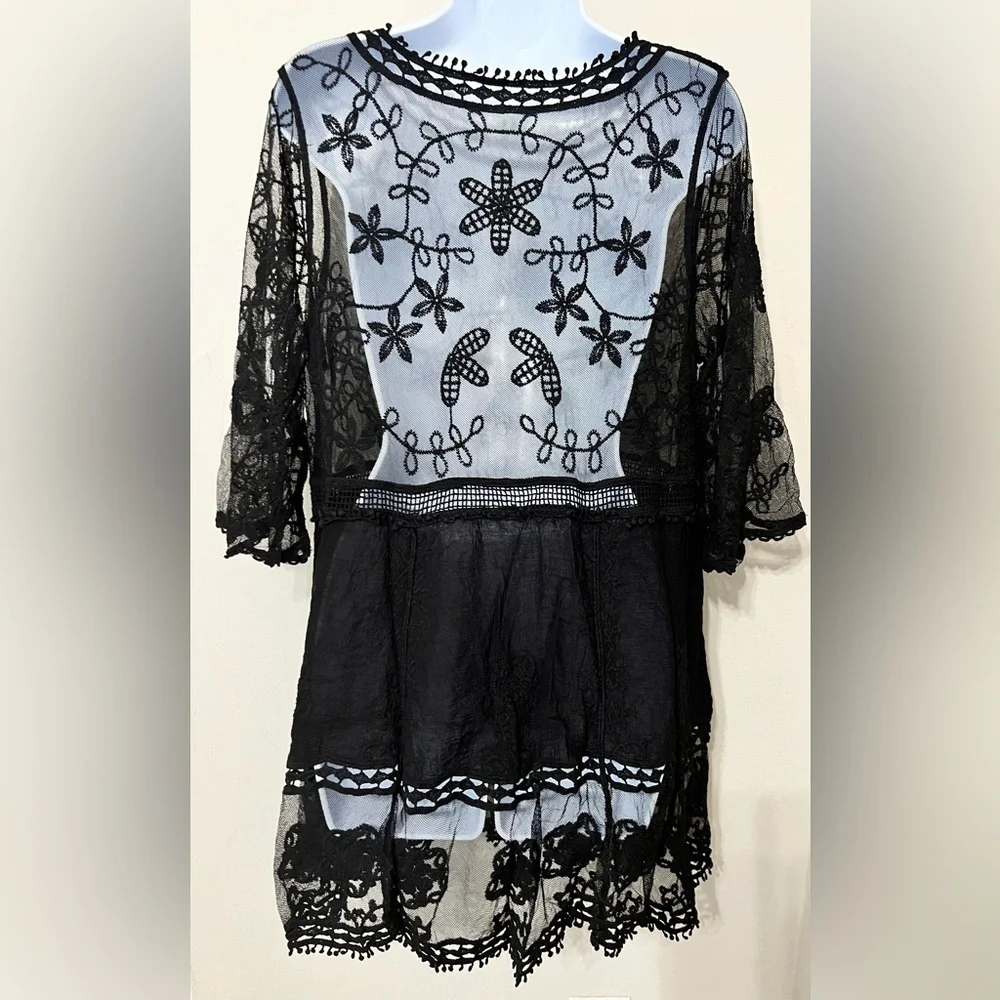 Chic Black Sheer Swim Cover Up
